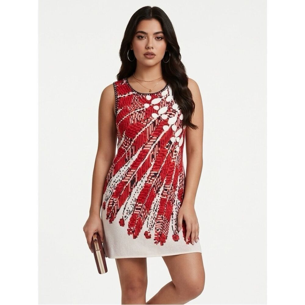 CECILIA PRADO | ANTHROPOLOGIE Sleeveless Sweater Dress Orange Print Women’s S
